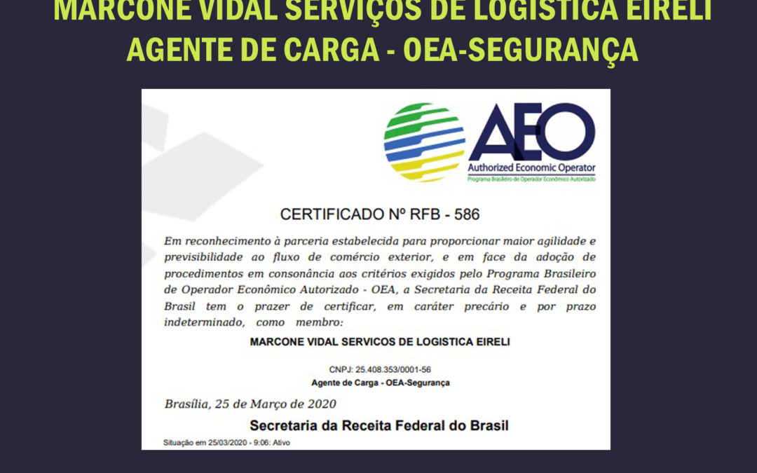 Mais um cliente Certificado no Programa OEA – Conline