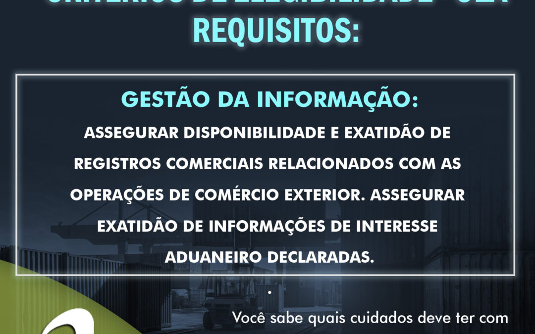 OEA – Critérios de Elegibilidade – Gestão da Informação